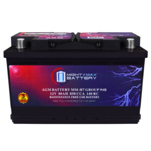MM-H7 Start and Stop Car BCI Group Size 94R 12V 80AH, 140RC, 850 CCA Rechargeable AGM Car Battery