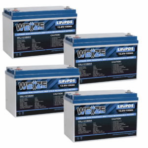 WEIZE 12V 100Ah 1280Wh Lithium Battery, Group 31 Deep Cycle LiFePO4 Battery (4-PACK)