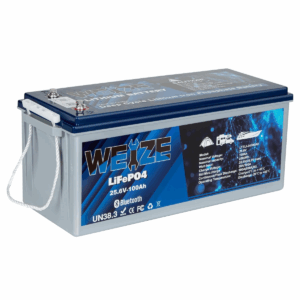 WEIZE 24V 100AH Bluetooth LiFePO4 Lithium Battery, Built-in 150A BMS, Low-Temp Protection Deep Cycle 500A/3S Peak Discharge Battery Perfect for Trolling Motor, Solar System, RV,...