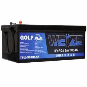 WEIZE 36V(38.4V) 105AH LiFePO4 Golf Cart Battery, 4032Wh Bluetooth Lithium Battery, 8000+ Cycles with 200A BMS, 10 Years Warranty