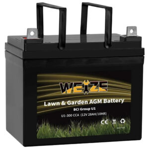 WEIZE AGM Lawn Tractor & Mower Battery, 12V 300CCA BCI Group U1 SLA Starting Battery for Lawn, Tractors and Mowers, Compatible with John Deere, Toro, Cub Cadet, and Craftsman
