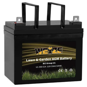 WEIZE AGM Lawn Tractor & Mower Battery, 12V 350CCA BCI Group U1 SLA Starting Battery for Lawn, Tractors and Mowers, Compatible with John Deere, Toro, Cub Cadet, and Craftsman