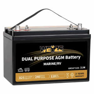 WEIZE BCI Group 31M Dual Purpose AGM Battery, 240RC 825CCA 12V 110AH Starter & Deep Cycle Sealed Marine & RV Battery