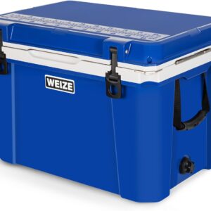 WEIZE Ultra-Light 55 Quart Hard Cooler Insulated Portable Ice Chest Box with Bottle Opener, Keeps Ice up to 8 Days (Blue)