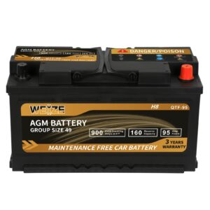 WEIZE Wise Series Group 49 AGM Car Battery - 12V 95Ah H8 Automotive Replacement Battery