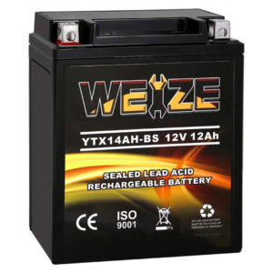 WEIZE YTX14AH-BS 12V 12Ah High Performance-Maintenance Free-Sealed AGM ATV Motorcycle Battery for Polaris Sportsman 570 Trail Blazer 250 Ranger 400 500 Suzuki King Quad 300...