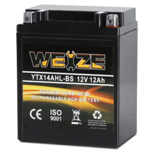 WEIZE YTX14AHL-BS 12V 12Ah High Performance-Rechargeable-Sealed Motorcycle Battery Compatible With Polaris Scrambler, Sportsman 90, Honda Scooters NQ50 Spree,Kawasaki 110 KLX110...
