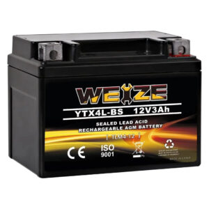 WEIZE YTX4L-BS 12V 3Ah High Performance-Rechargeable-Sealed Motorcycle Battery Compatible With Polaris Scrambler, Sportsman 90, Honda Scooters NQ50 Spree,Kawasaki 110 Can-Am...