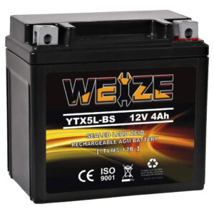 WEIZE YTX5L-BS 12V 4Ah High Performance - Maintenance Free - Sealed AGM Motorcycle Battery CTX5L Battery compatible with Honda YUASA Yamaha ETX5L-BS Batteries