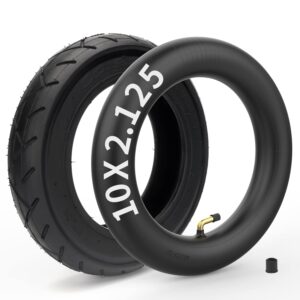 10x2.125 Tire and Inner Tube with 0° Valve Stem Compatible with Self Balancing Scooter, Smart Electric Bike, Bicycle, Tricycle, Stroller Replacement Wheels for 10-inch Tires...