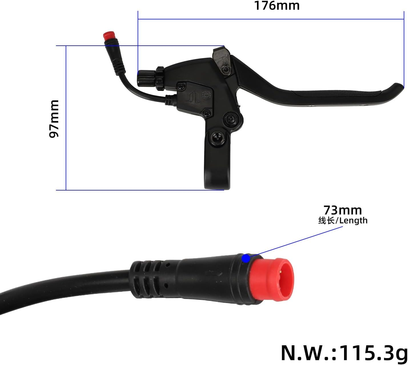 Right Brake Lever Replacement for Kukirin G2 Max Electric Scooter Aluminum Alloy Handle with 2 Pin Connector - Image 7