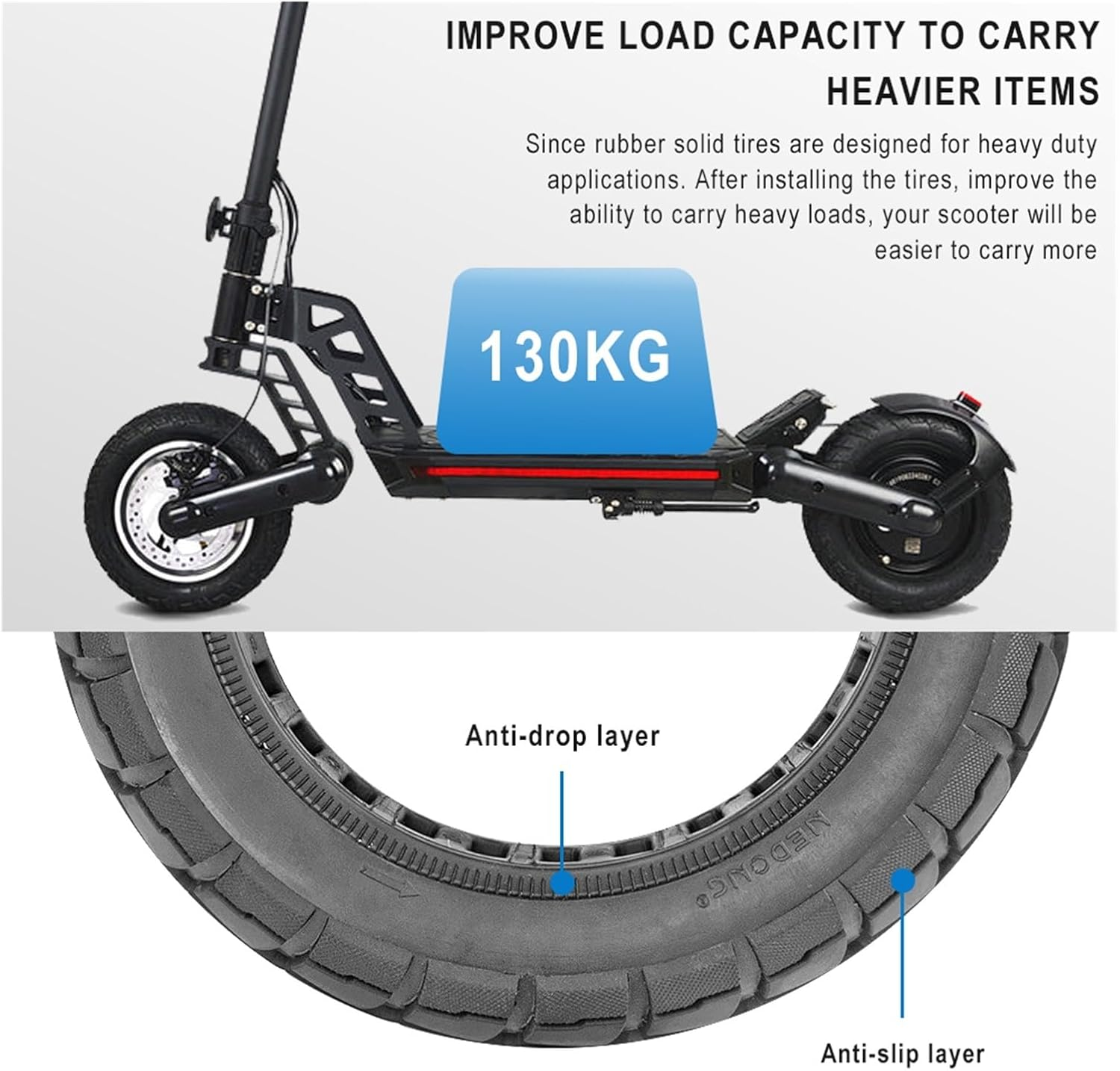 10 Inch 10x2.75 Solid Tire 85/65-6.5 Compatible with Speedway 5 Dualtron 3 Electric Scooter Non-Pneumatic Tyre Compatible with Kugoo G-Booster G2 Pro. - Image 2