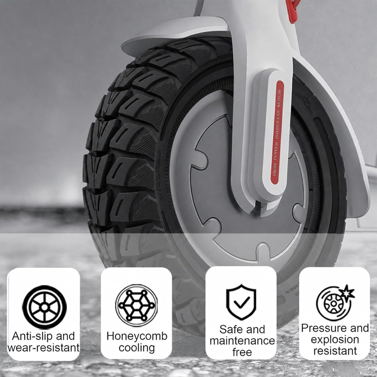 Solid Tires Replacement for Segway Ninebot Max G30 G30P G30LP Max G2 /Hiboy S2 MAX Electric Scooter Off Road Front Rear Tubeless Tire Wheel