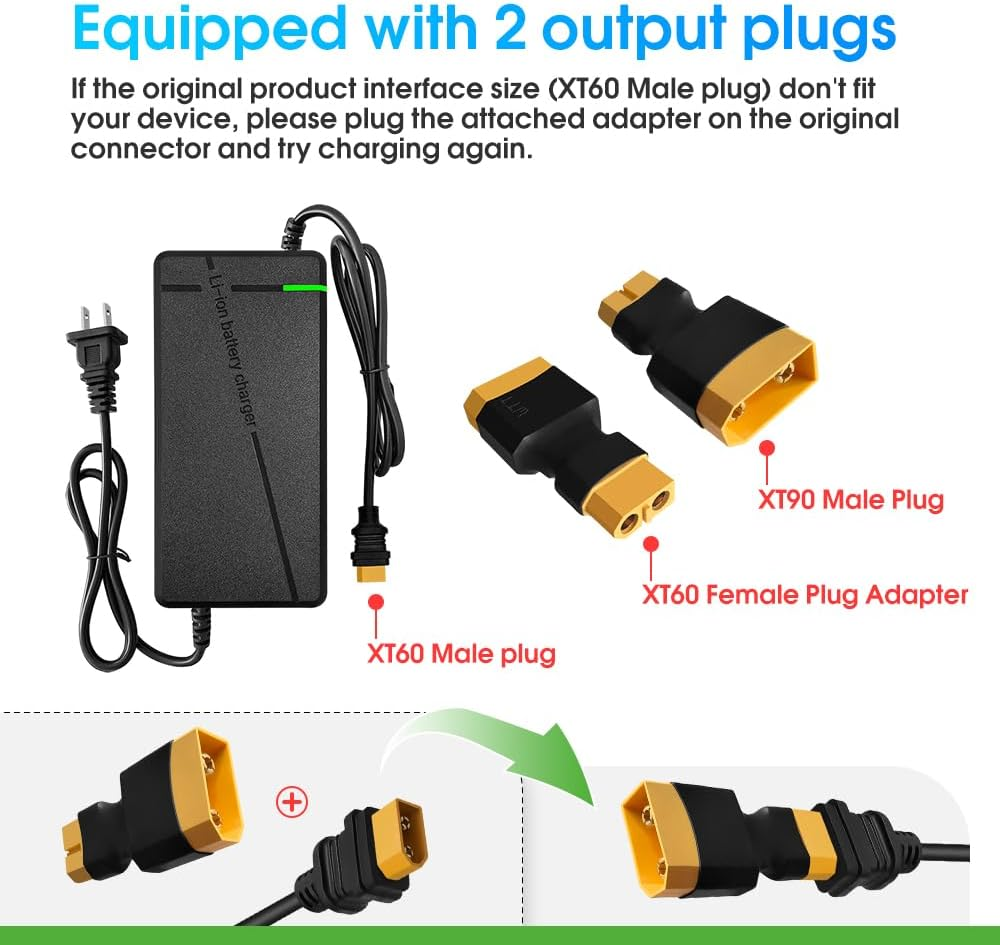 67.2V5A Charger with 6-in-1 Plug for 60V Lithium Battery Such as Electric Scooters Electric Bikes(XT60 / XT90 Plug) - Image 6