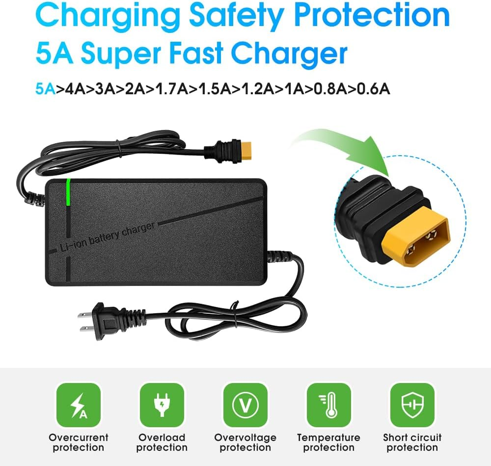 67.2V5A Charger with 6-in-1 Plug for 60V Lithium Battery Such as Electric Scooters Electric Bikes(XT60 / XT90 Plug) - Image 5