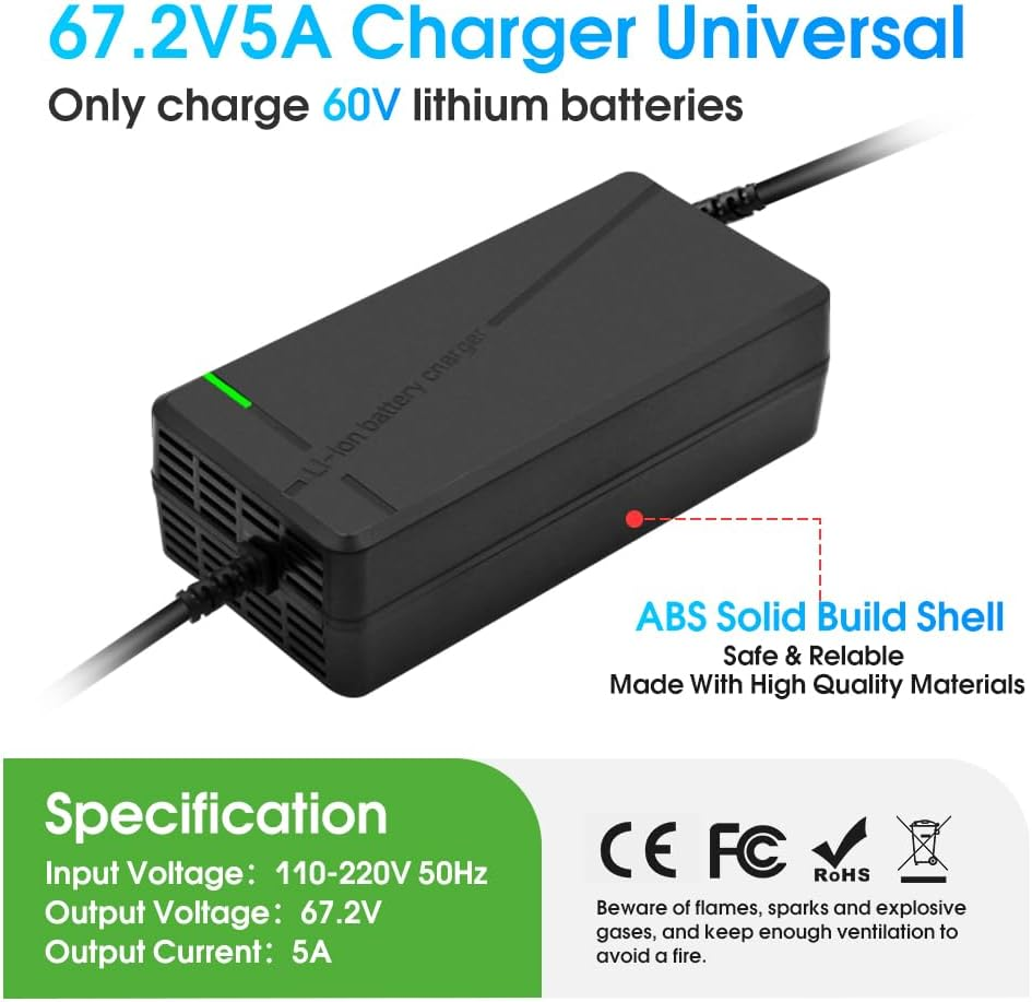 67.2V5A Charger with 6-in-1 Plug for 60V Lithium Battery Such as Electric Scooters Electric Bikes(XT60 / XT90 Plug) - Image 4