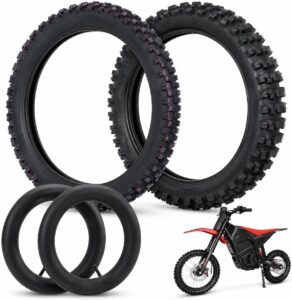 Front and Rear Outer Tire with Inner Tube Set, E-Bike Tire Tube Replacement Kit, Electric Dirt Bike Wheel Tire Accessories for Repair and Maintenance, Compatible with Yozma IN...