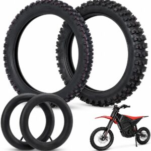 Front and Rear Outer Tire with Inner Tube Set, E-Bike Tire Tube Replacement Kit, Electric Dirt Bike Wheel Tire Accessories for Repair and Maintenance, Compatible with Yozma IN...